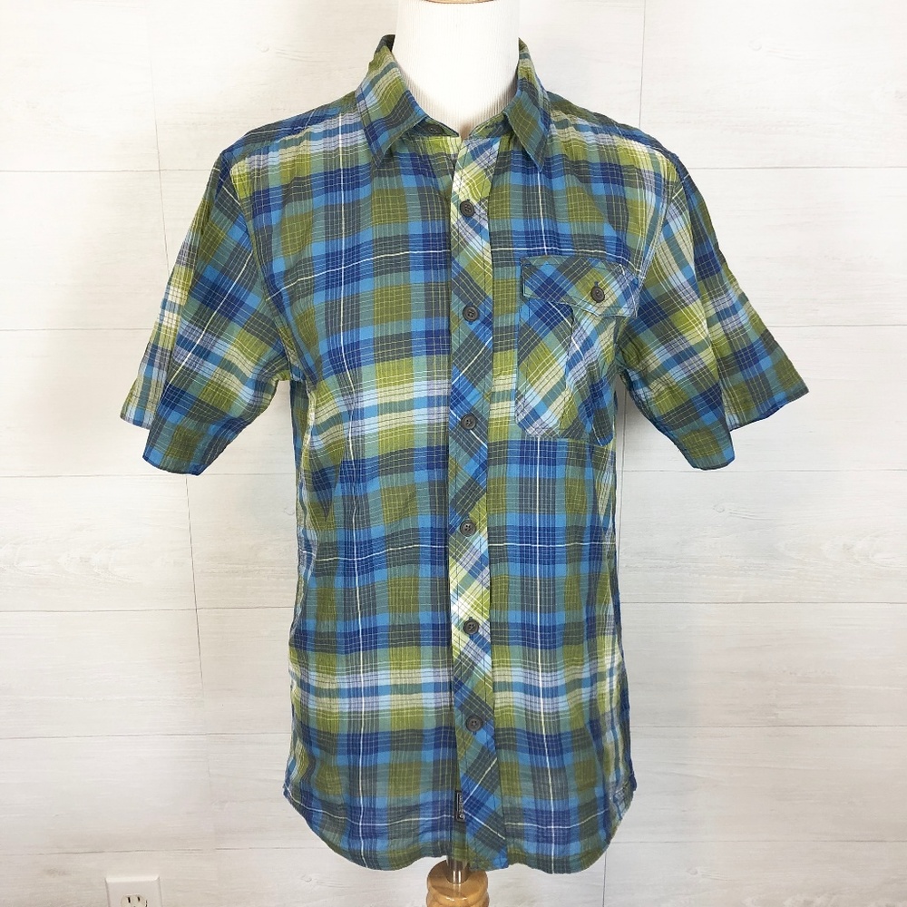 OR Short Sleeve Button Down Plaid Shirt Women's S